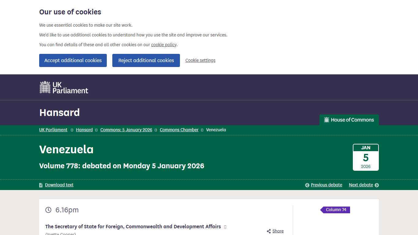 Venezuela - Hansard - UK Parliament